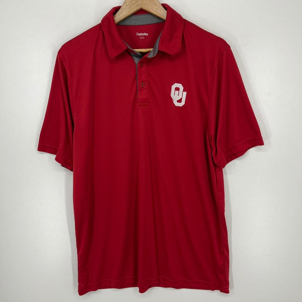 Captivating Apparel Oklahoma Sooners Mens L Crimson Red Performance Polo Shirt